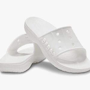 Crocs unisex men slide size 12 White baya II Slide Sandals gently used washed